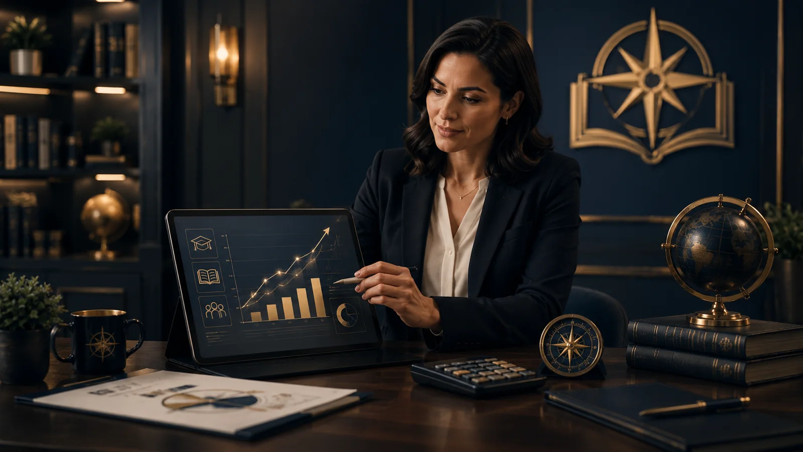 A professional calculating the costs, performance gains, and career benefits of learning.
