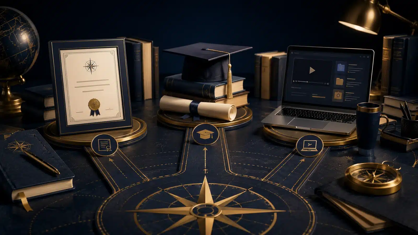 Three learning pathways leading toward a certificate, degree and online bootcamp.