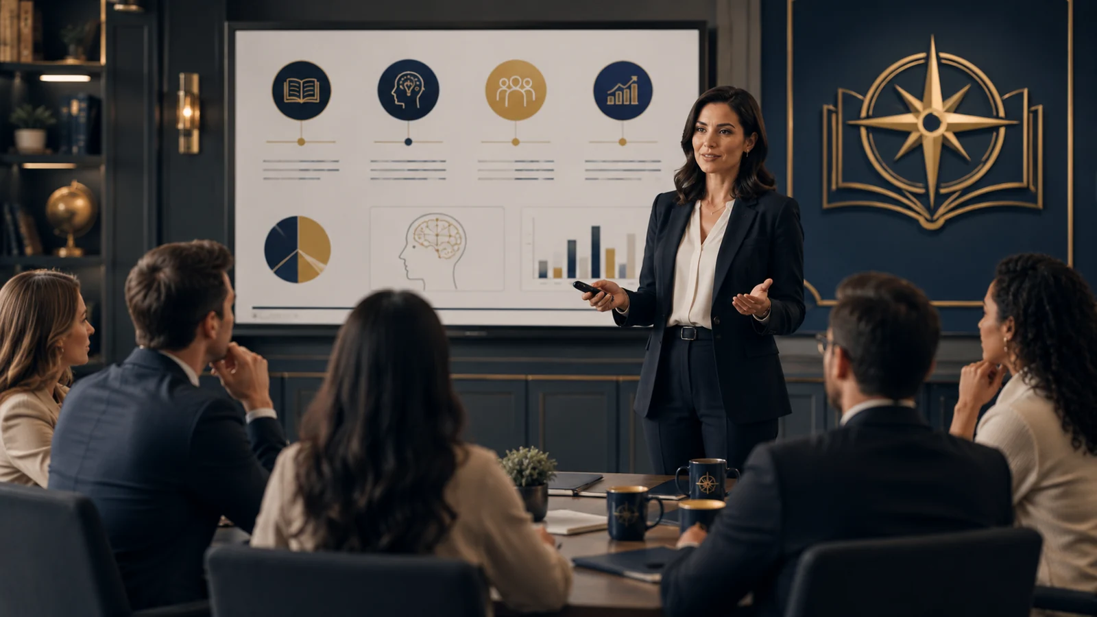 Corporate trainer presenting a structured workforce learning program.