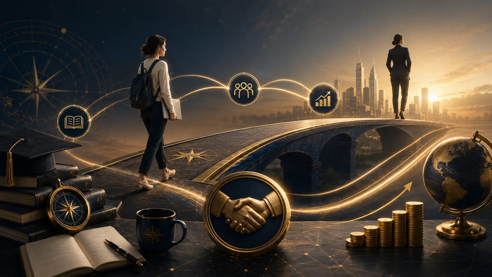 A learner crossing from education to employment through an income-linked funding agreement.